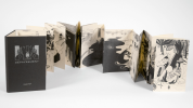 TROIS LEPORELLO, une série de trois leporellos, imprimé en numérique, 20 x 230 cm, 2013, 2014 et 2015. Photographie d'un leporello.
